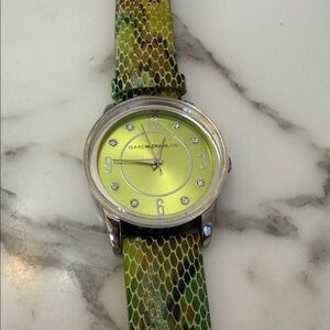 Isaac Mizrahi women’s wristwatch—green with crystal accents